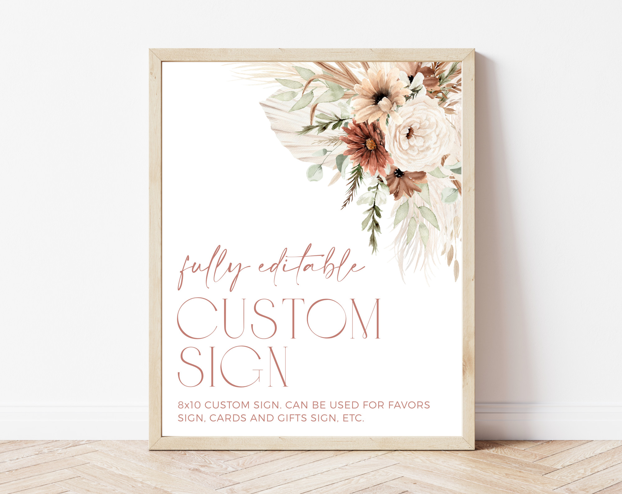 Boho Flowers Custom Sign, Wedding Sign, Printable File, Edit Yourself, SH32