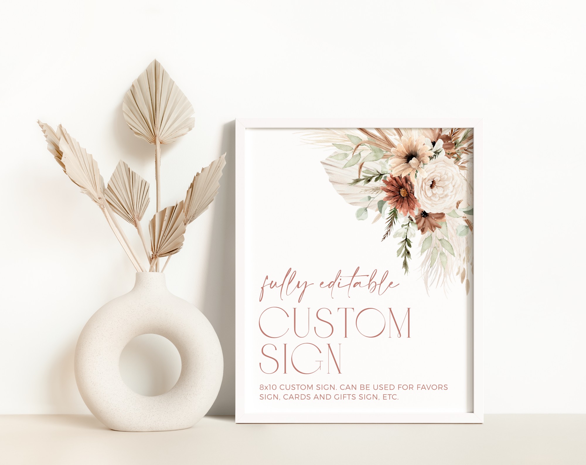 Boho Flowers Custom Sign, Wedding Sign, Printable File, Edit Yourself, SH32 Boho Flowers Custom Sign, Wedding Sign, Printable File, Edit Yourself, SH32