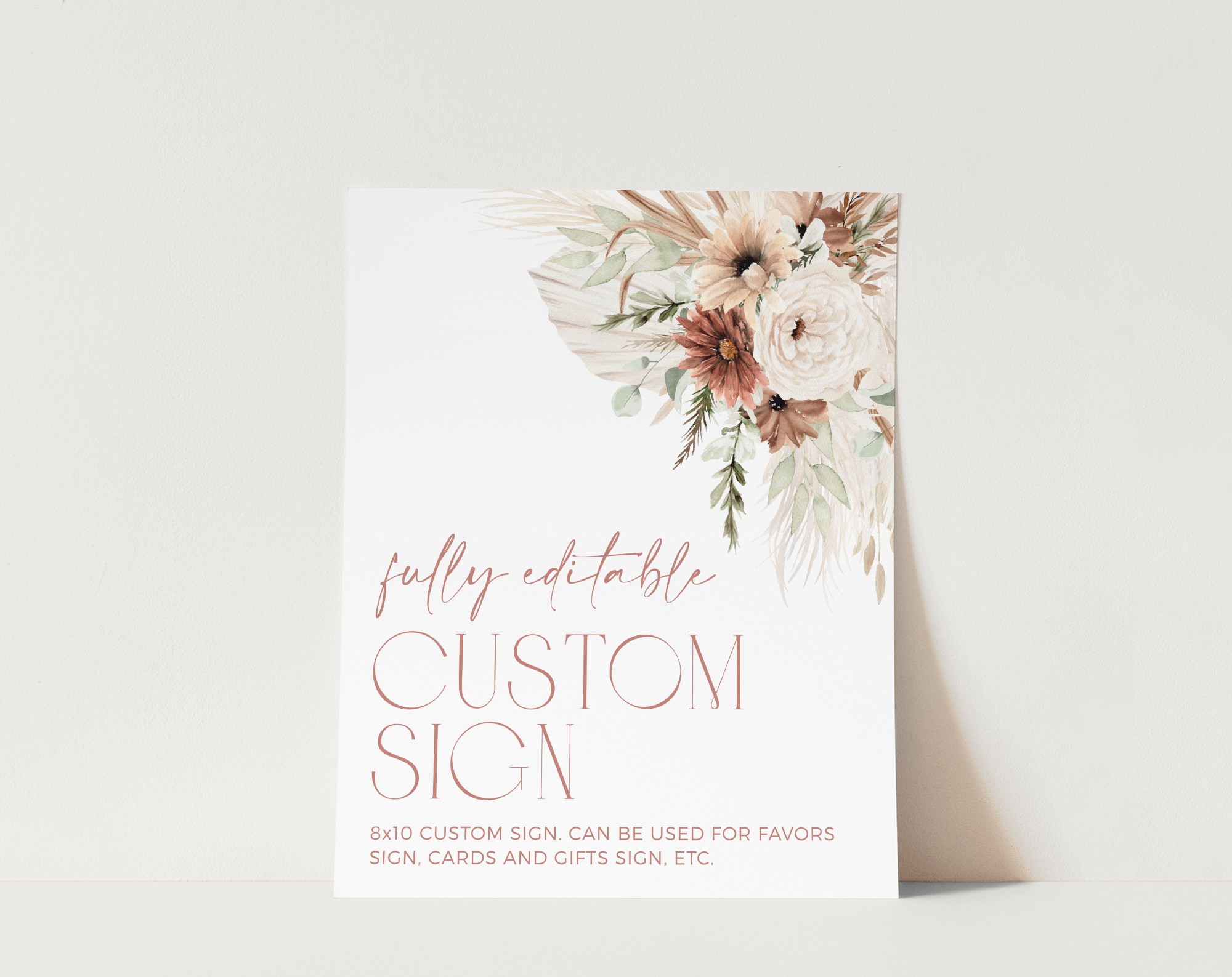 Boho Flowers Custom Sign, Wedding Sign, Printable File, Edit Yourself, SH32