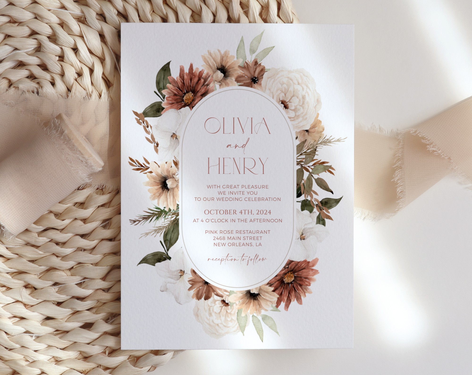 Boho Flowers Wedding Invitation Set, Wedding Stationery, Printable File, Edit Yourself, SH32 Boho Flowers Wedding Invitation Set, Wedding Stationery, Printable File, Edit Yourself, SH32