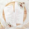 Boho Flowers Wedding Program, Wedding Stationery, Printable File, Edit Yourself, SH32