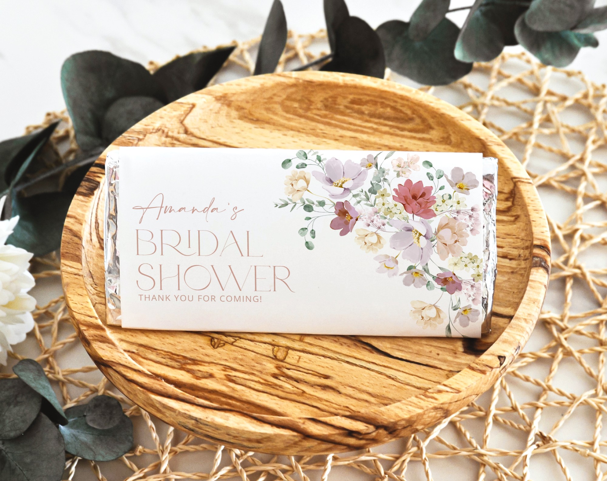 Colorful Flowers Chocolate Bar Wrapper, Candy Bar Wrapper, Bridal Shower, Printable File, Edit Yourself, SH40