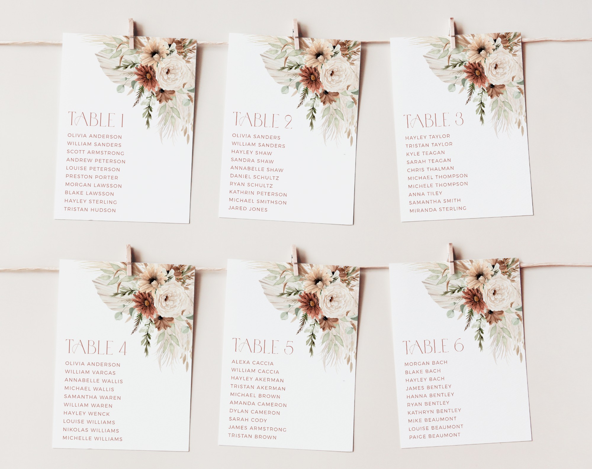 Boho Flowers Seating Cards, Wedding Stationery, Printable File, Edit Yourself, SH32 Boho Flowers Seating Cards, Wedding Stationery, Printable File, Edit Yourself, SH32