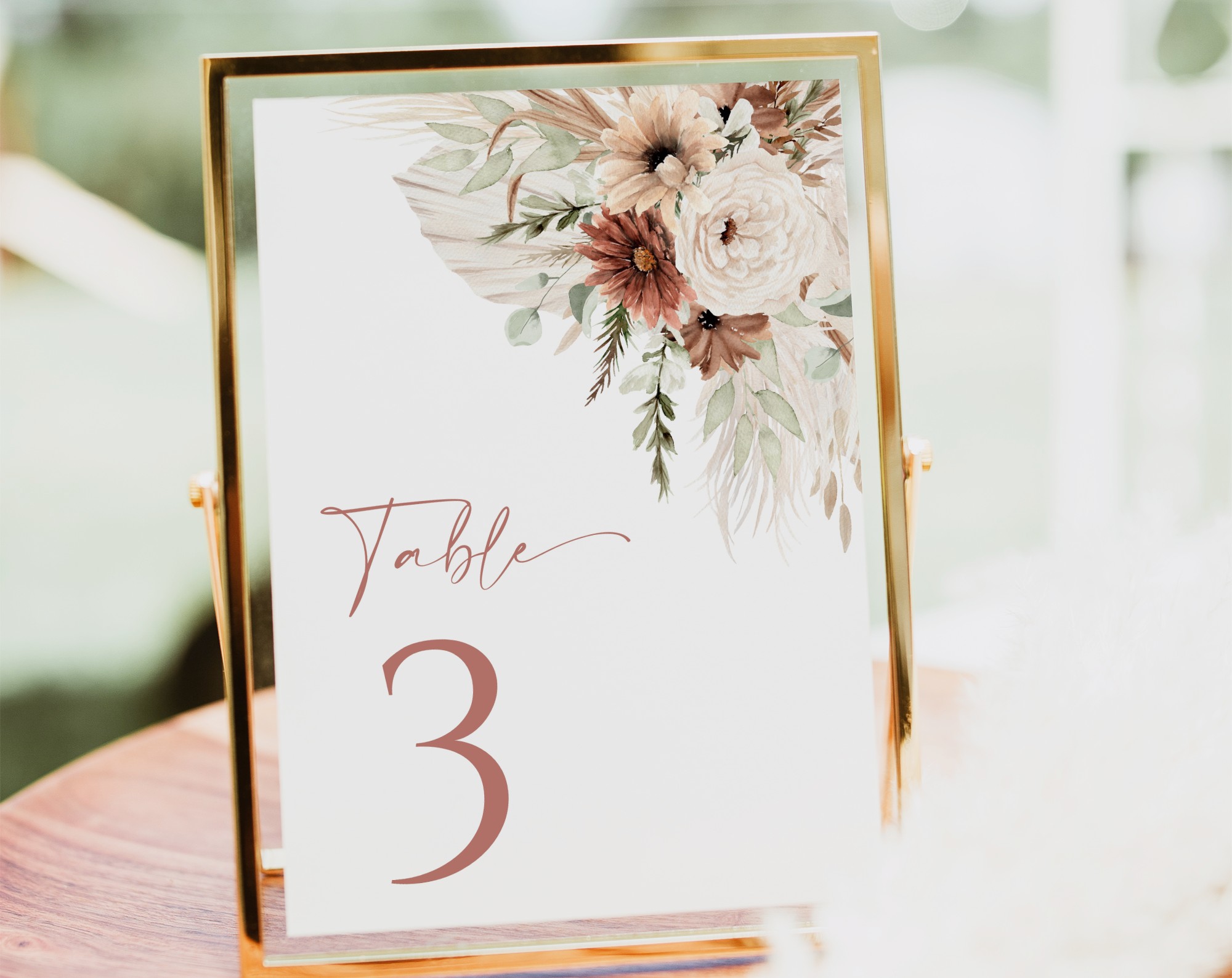 Boho Flowers Table Number Sign, Wedding Sign, Printable File, Edit Yourself, SH32 Boho Flowers Table Number Sign, Wedding Sign, Printable File, Edit Yourself, SH32