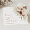 Boho Flowers Thank You Card, Wedding Stationery, Printable File, Edit Yourself, SH32 Boho Flowers Thank You Card, Wedding Stationery, Printable File, Edit Yourself, SH32