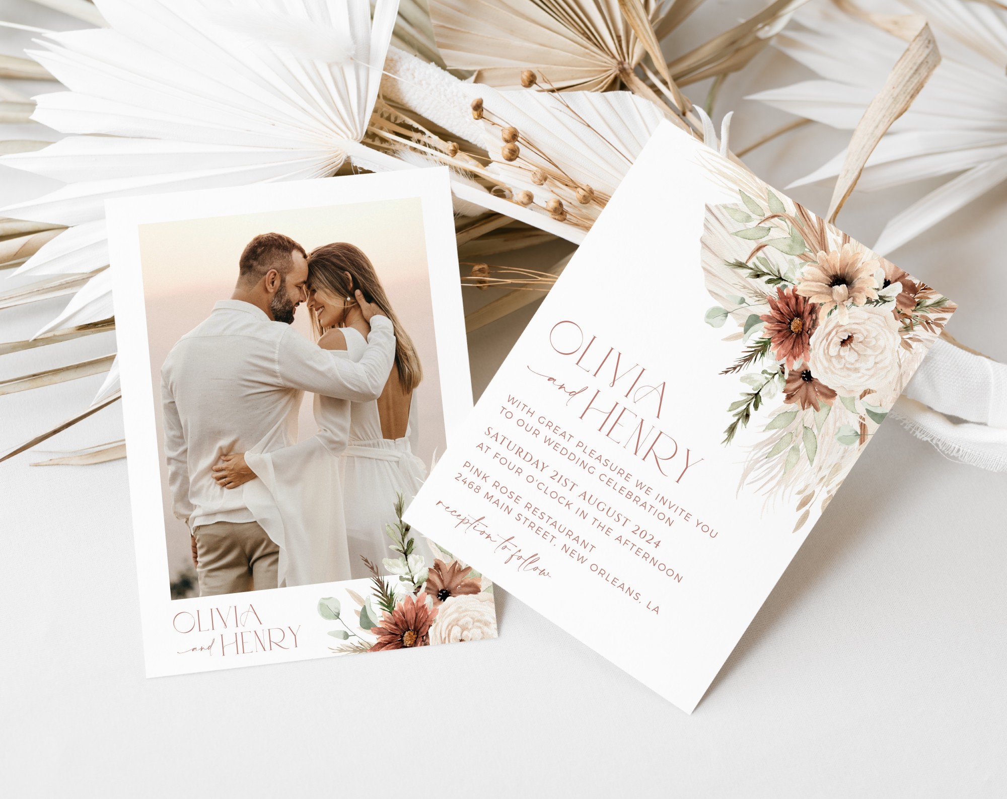 Boho Flowers Wedding Invitation Suite, Wedding Stationery, Printable File, Edit Yourself, SH32 Boho Flowers Wedding Invitation Suite, Wedding Stationery, Printable File, Edit Yourself, SH32