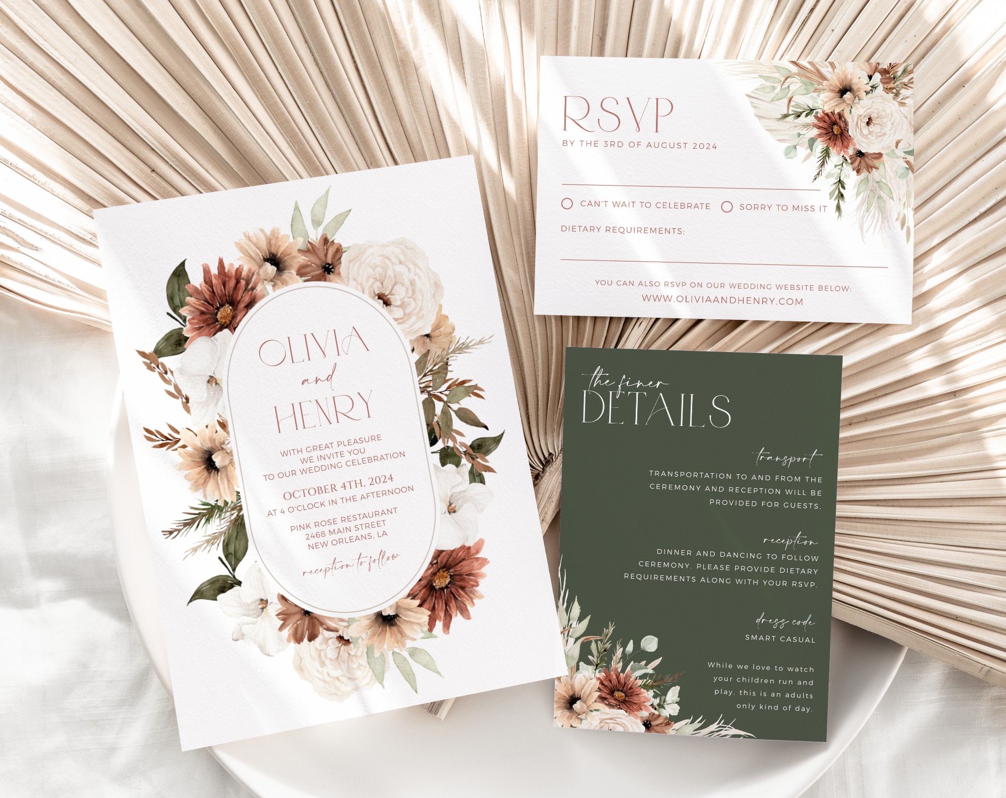 Boho Flowers Wedding Invitation Set, Wedding Stationery, Printable File, Edit Yourself, SH32 Boho Flowers Wedding Invitation Set, Wedding Stationery, Printable File, Edit Yourself, SH32