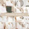 Boho Flowers Wedding Bundle, Printable File, Edit Yourself, SH32