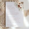 Boho Flowers Wedding Timeline, Wedding Stationery, Printable File, Edit Yourself, SH32