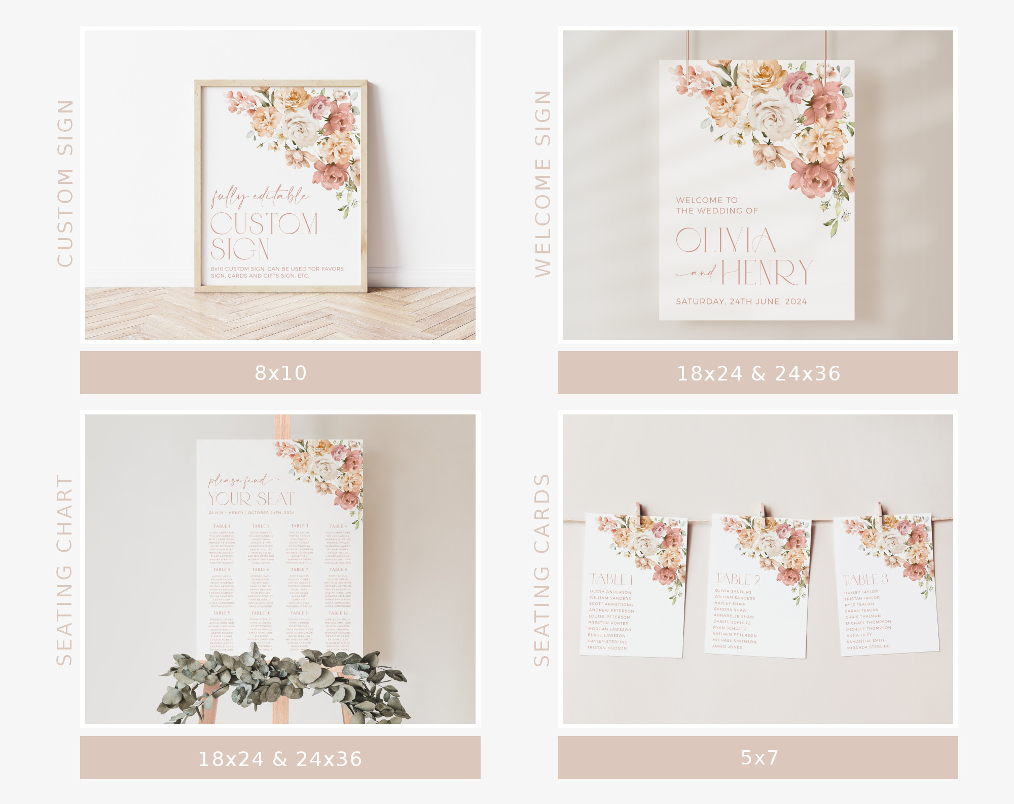 Dusty Rose Flowers Wedding Bundle, Printable File, Edit Yourself, SH37 Dusty Rose Flowers Wedding Bundle, Printable File, Edit Yourself, SH37