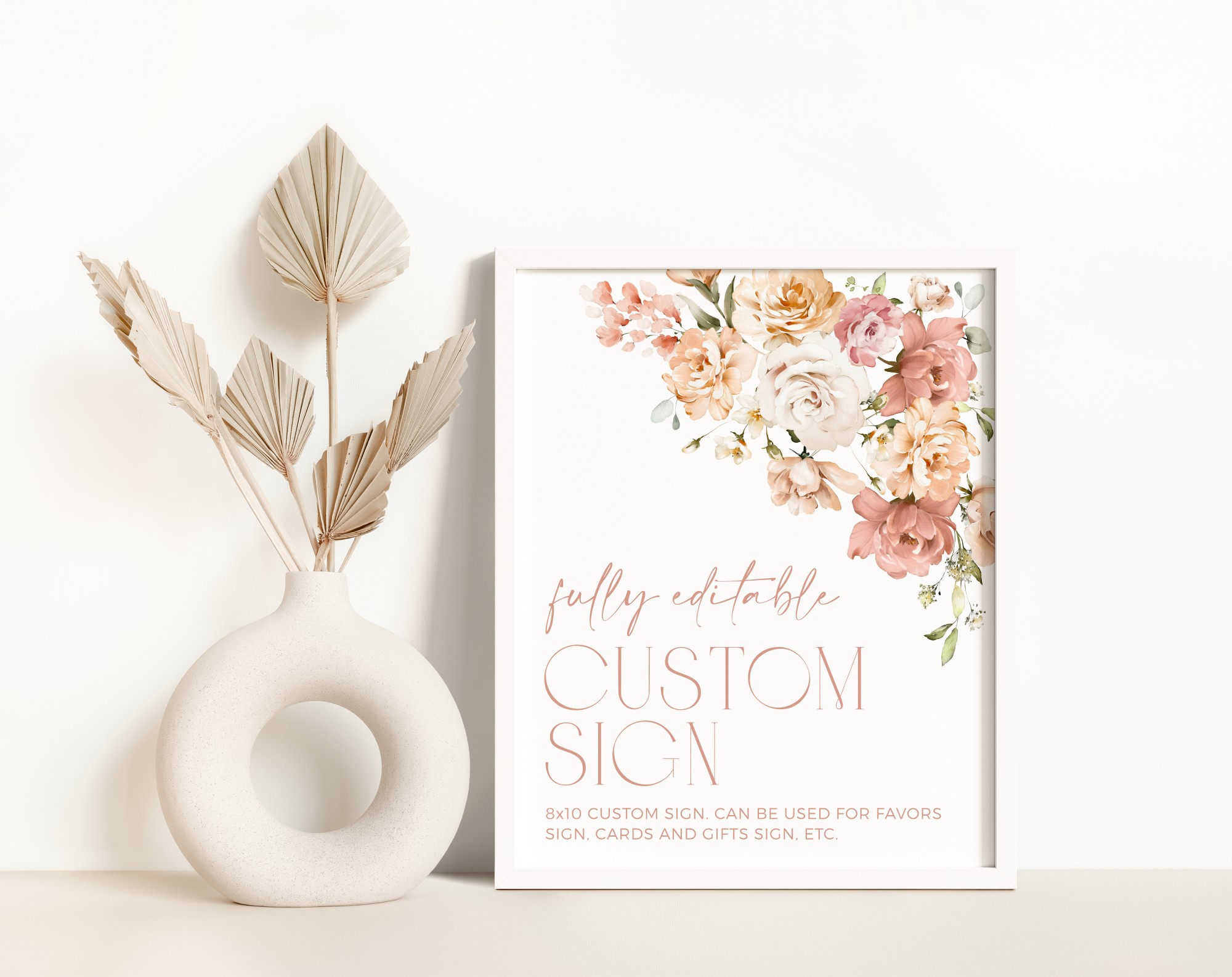 Dusty Rose Flowers Custom Sign, Wedding Sign, Printable File, Edit Yourself, SH37 Dusty Rose Flowers Custom Sign, Wedding Sign, Printable File, Edit Yourself, SH37