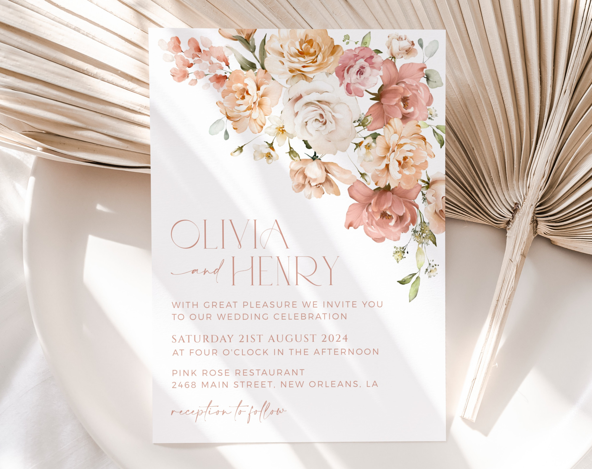 Dusty Rose Flowers Wedding Invitation Suite, Wedding Stationery, Printable File, Edit Yourself, SH37 Dusty Rose Flowers Wedding Invitation Suite, Wedding Stationery, Printable File, Edit Yourself, SH37