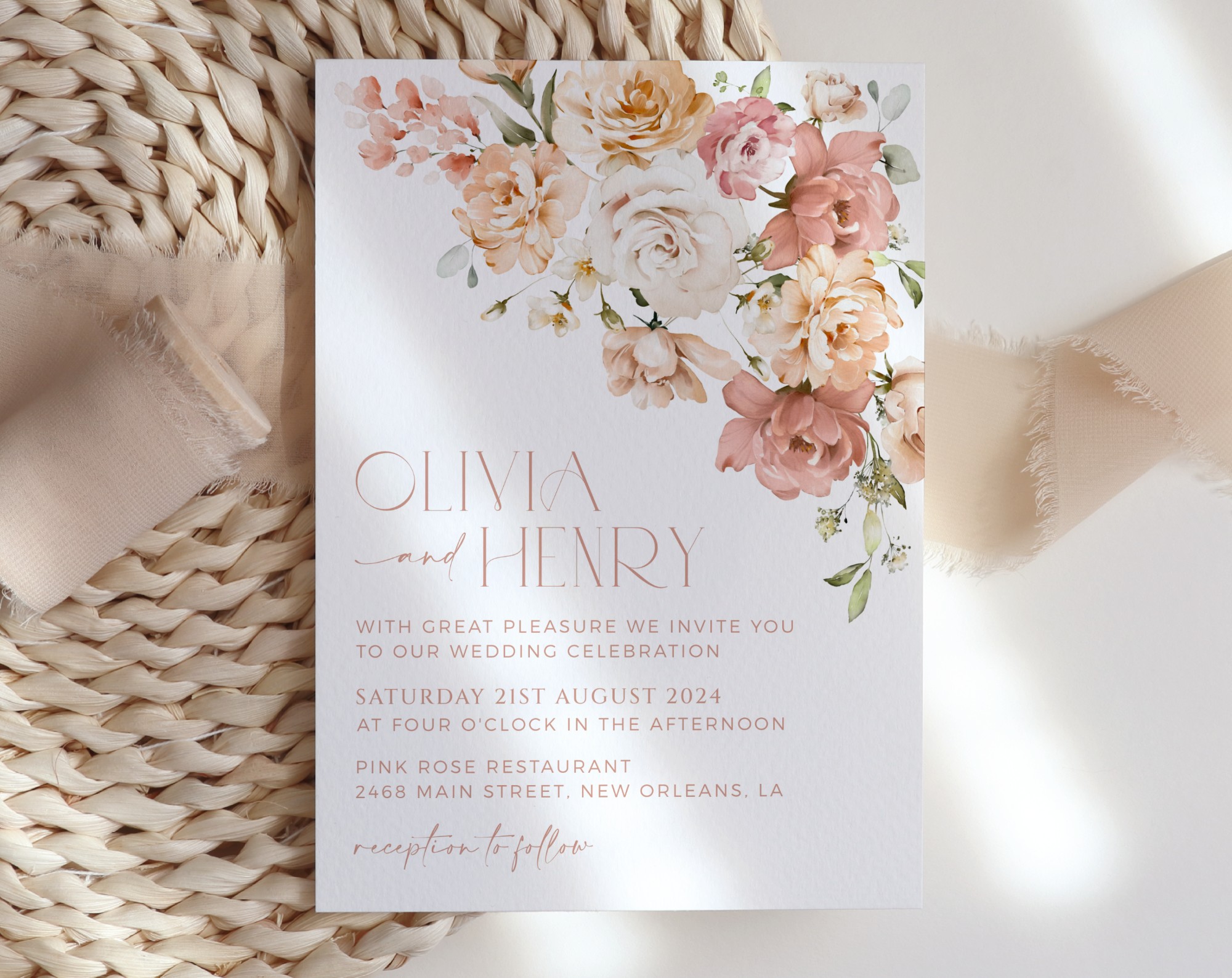 Dusty Rose Flowers Wedding Invitation Suite, Wedding Stationery, Printable File, Edit Yourself, SH37 Dusty Rose Flowers Wedding Invitation Suite, Wedding Stationery, Printable File, Edit Yourself, SH37
