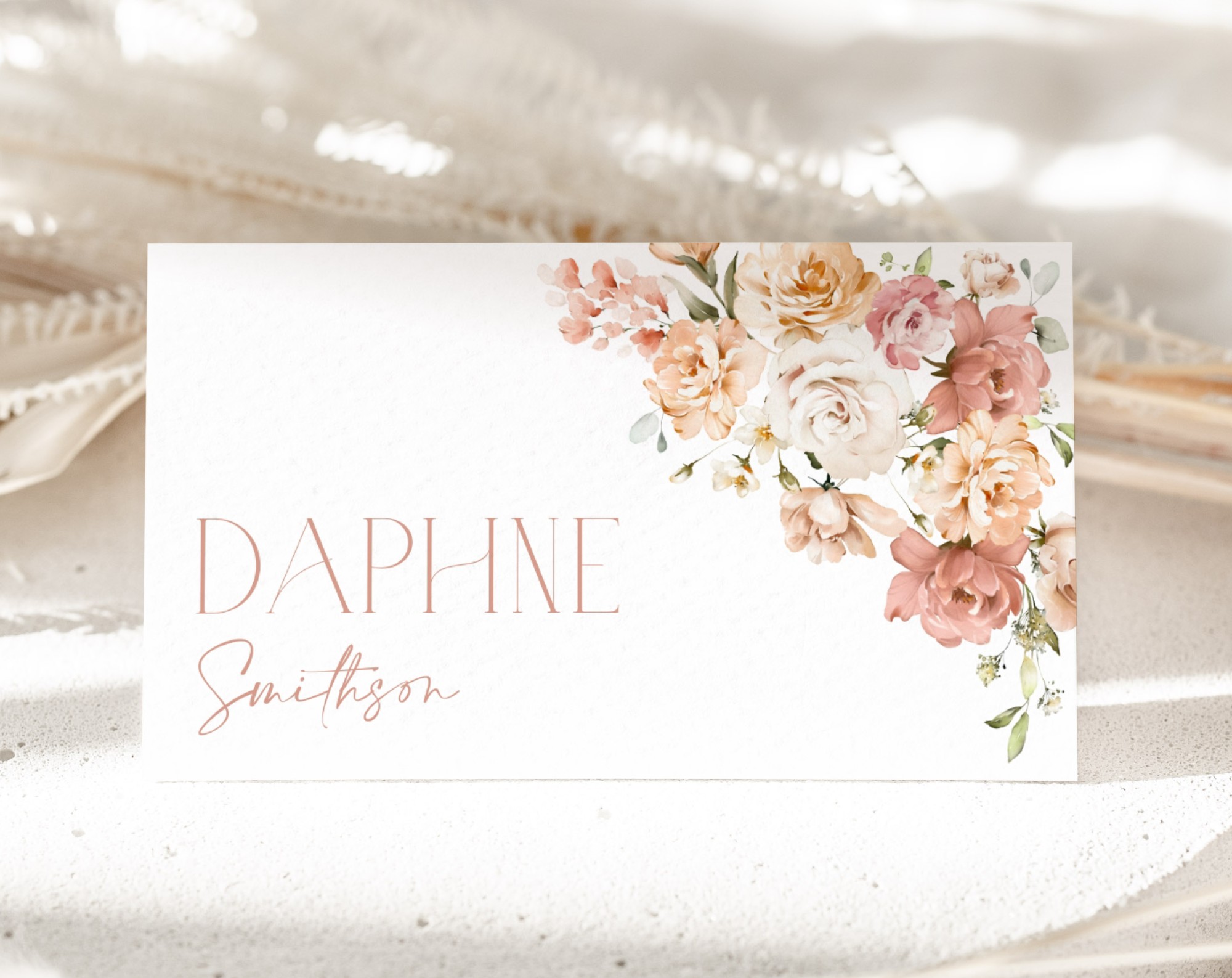 Dusty Rose Flowers Place Card, Wedding Stationery, Printable File, Edit Yourself, SH37 Dusty Rose Flowers Place Card, Wedding Stationery, Printable File, Edit Yourself, SH37