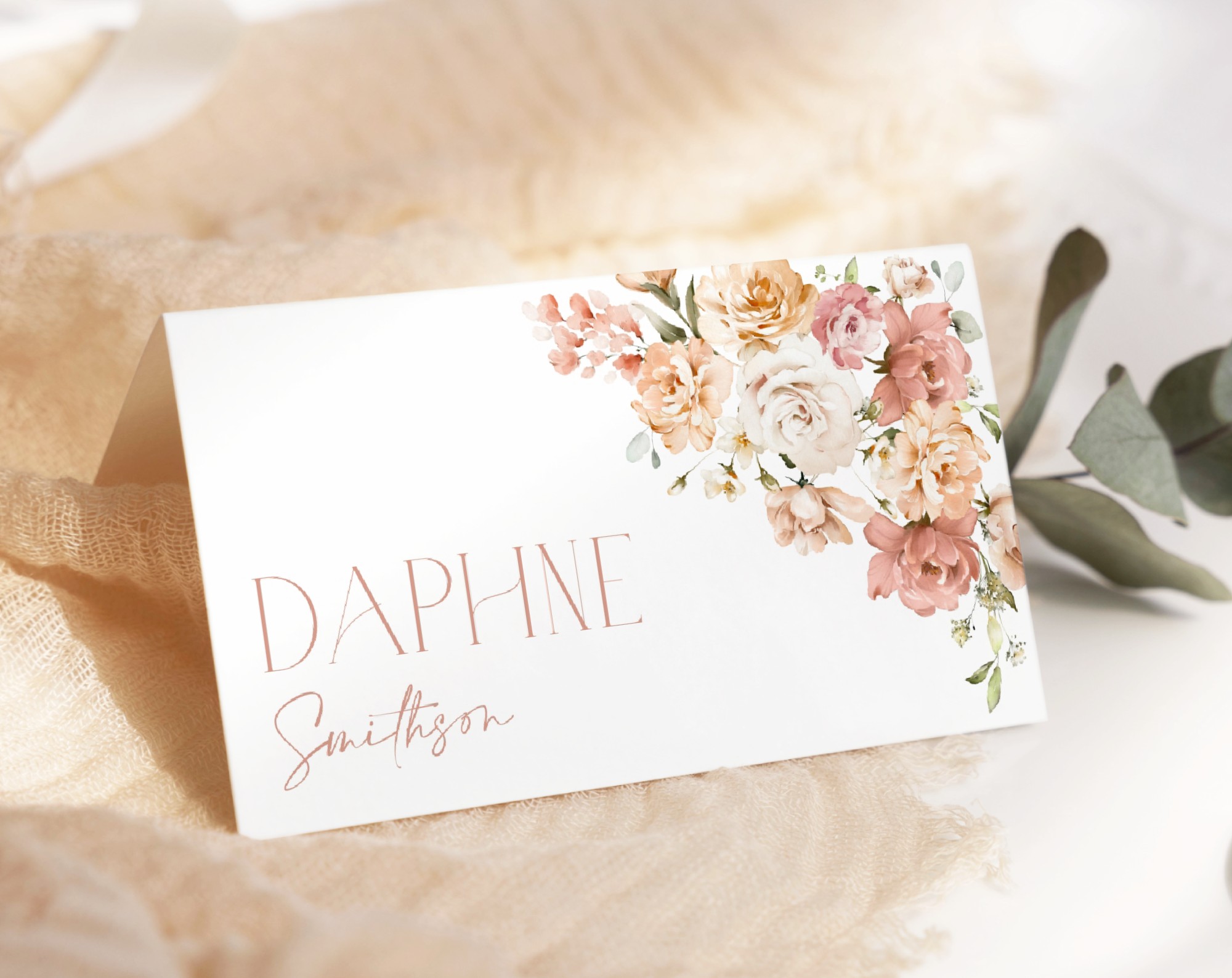 Dusty Rose Flowers Place Card, Wedding Stationery, Printable File, Edit Yourself, SH37 Dusty Rose Flowers Place Card, Wedding Stationery, Printable File, Edit Yourself, SH37