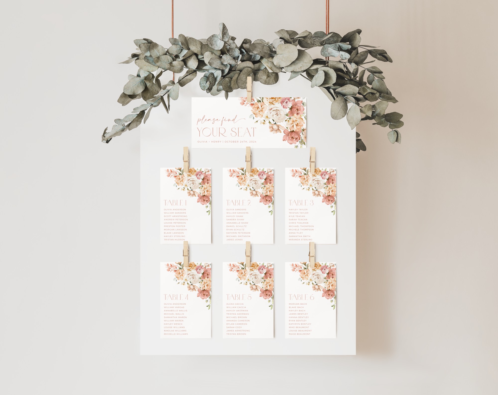 Dusty Rose Flowers Seating Cards, Wedding Stationery, Printable File, Edit Yourself, SH37 Dusty Rose Flowers Seating Cards, Wedding Stationery, Printable File, Edit Yourself, SH37