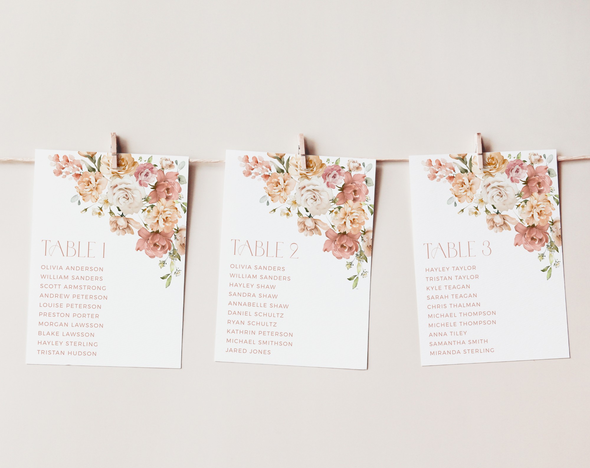 Dusty Rose Flowers Seating Cards, Wedding Stationery, Printable File, Edit Yourself, SH37 Dusty Rose Flowers Seating Cards, Wedding Stationery, Printable File, Edit Yourself, SH37