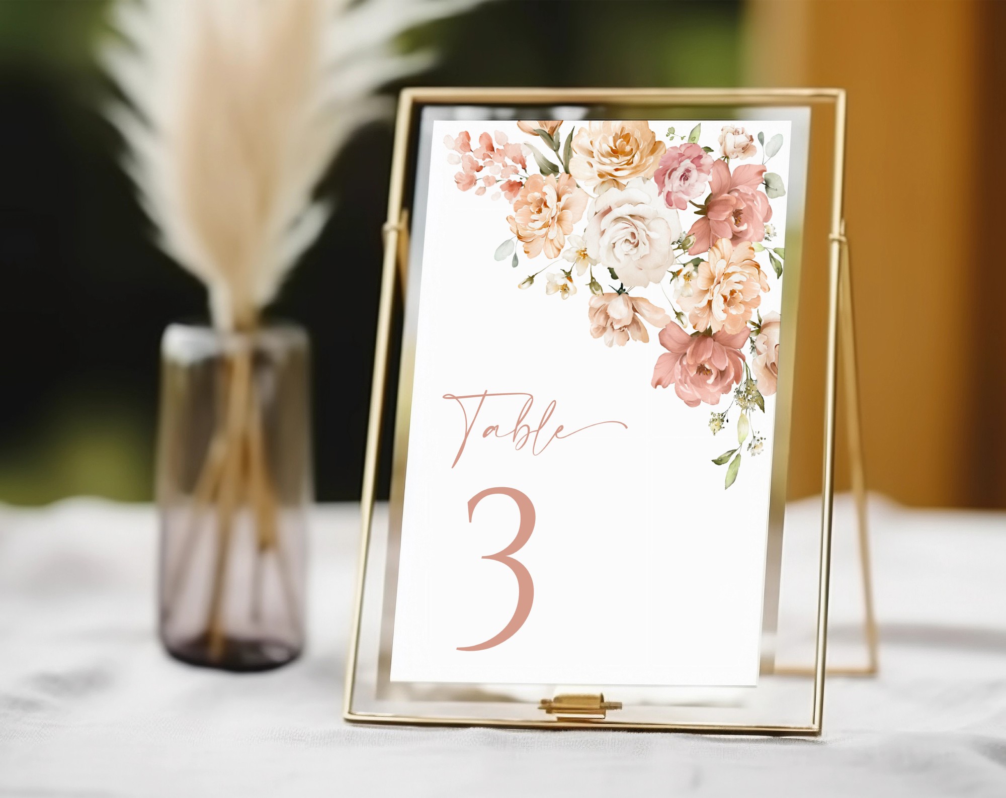 Dusty Rose Flowers Table Number Sign, Wedding Sign, Printable File, Edit Yourself, SH37 Dusty Rose Flowers Table Number Sign, Wedding Sign, Printable File, Edit Yourself, SH37