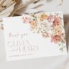 Dusty Rose Flowers Thank You Card, Wedding Stationery, Printable File, Edit Yourself, SH37