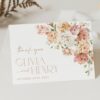 Dusty Rose Flowers Thank You Card, Wedding Stationery, Printable File, Edit Yourself, SH37