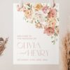 Dusty Rose Flowers Welcome Sign, Wedding Sign, Printable File, Edit Yourself, SH37