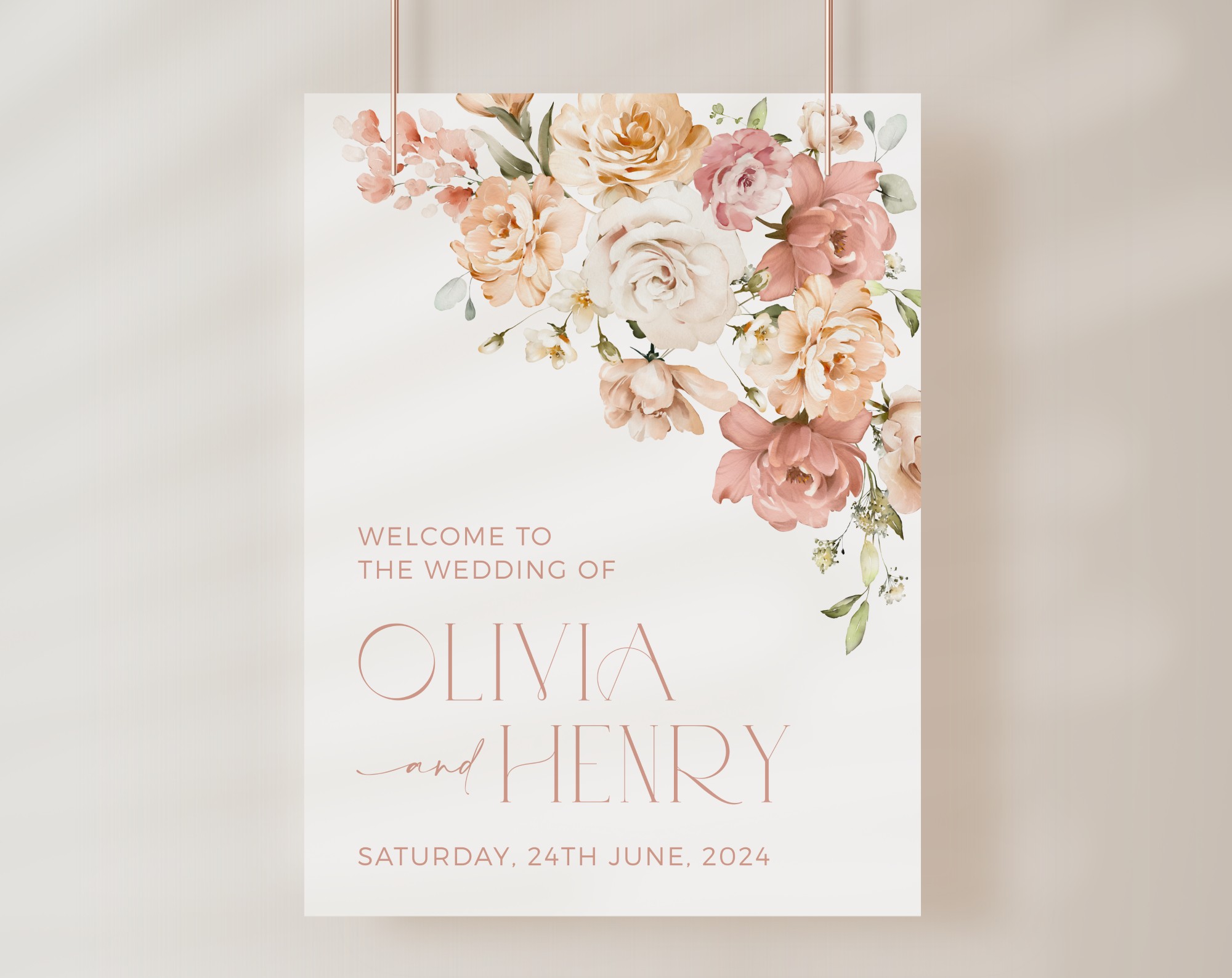 Dusty Rose Flowers Welcome Sign, Wedding Sign, Printable File, Edit Yourself, SH37 Dusty Rose Flowers Welcome Sign, Wedding Sign, Printable File, Edit Yourself, SH37