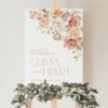 Dusty Rose Flowers Welcome Sign, Wedding Sign, Printable File, Edit Yourself, SH37