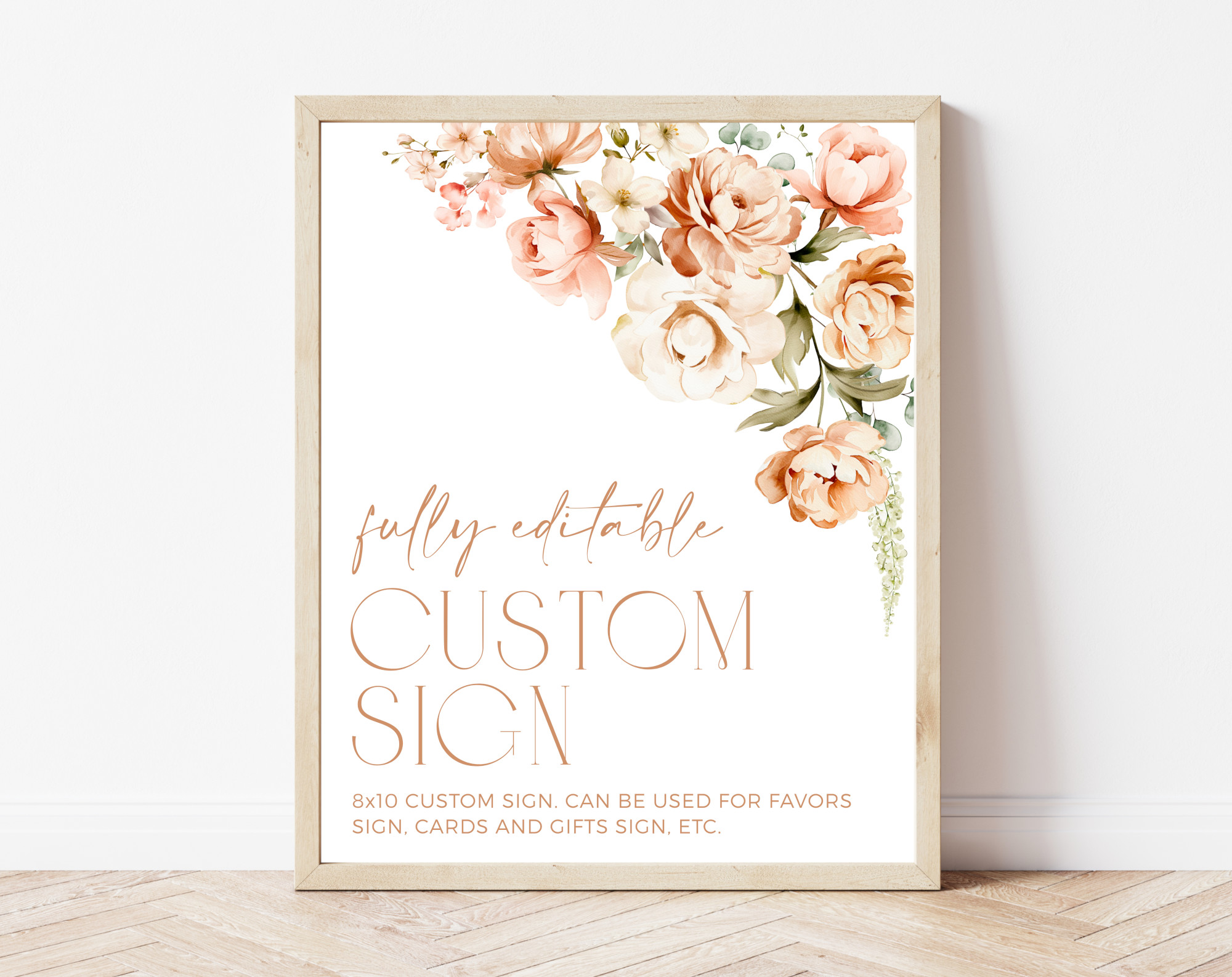 Peach and Cream Flowers Custom Sign, Wedding Sign, Printable File, Edit Yourself, SH42 Peach and Cream Flowers Custom Sign, Wedding Sign, Printable File, Edit Yourself, SH42