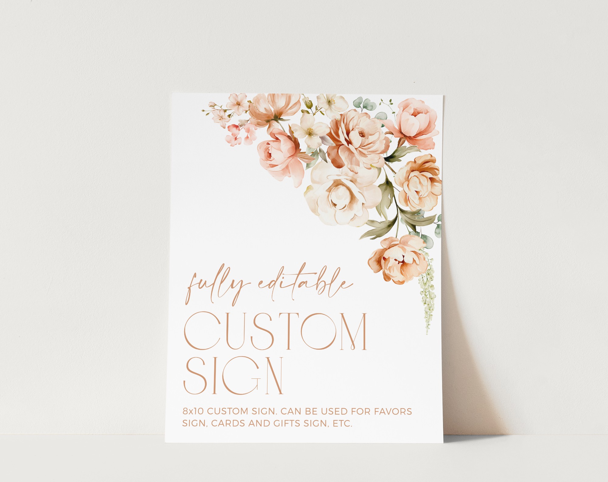 Peach and Cream Flowers Custom Sign, Wedding Sign, Printable File, Edit Yourself, SH42 Peach and Cream Flowers Custom Sign, Wedding Sign, Printable File, Edit Yourself, SH42