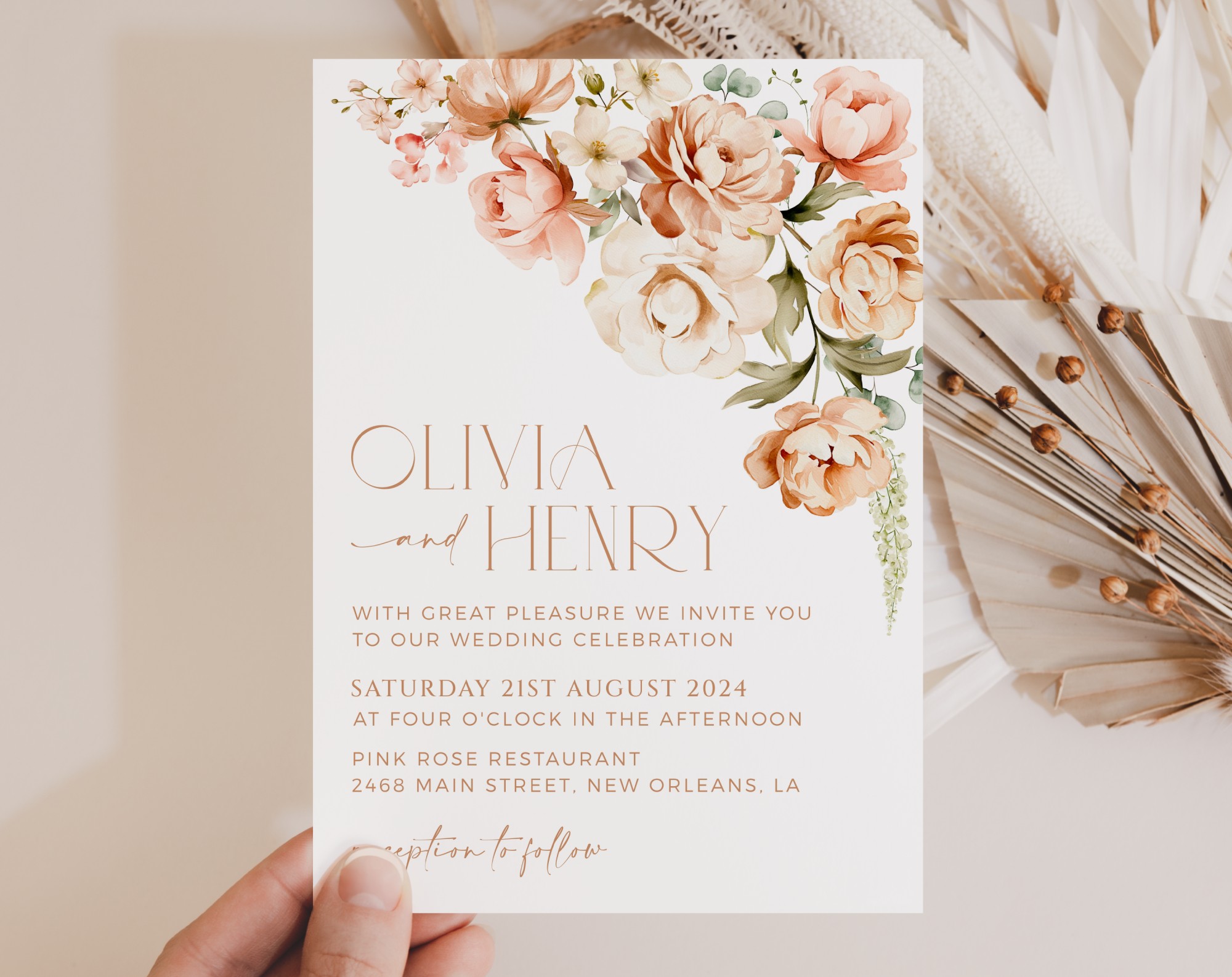 Peach and Cream Flowers Wedding Invitation Suite, Wedding Stationery, Printable File, Edit Yourself, SH42 Peach and Cream Flowers Wedding Invitation Suite, Wedding Stationery, Printable File, Edit Yourself, SH42