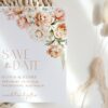 Peach and Cream Flowers Save the Date, Wedding Stationery, Printable File, Edit Yourself, SH42 Peach and Cream Flowers Save the Date, Wedding Stationery, Printable File, Edit Yourself, SH42