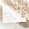 Peach and Cream Flowers Thank You Card, Wedding Stationery, Printable File, Edit Yourself, SH42