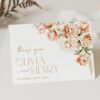 Peach and Cream Flowers Thank You Card, Wedding Stationery, Printable File, Edit Yourself, SH42