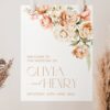 Peach and Cream Flowers Welcome Sign, Wedding Sign, Printable File, Edit Yourself, SH42