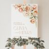 Peach and Cream Flowers Welcome Sign, Wedding Sign, Printable File, Edit Yourself, SH42