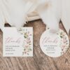 Pink Flowers Favor Tags, Gift Tags, Party Tags, Bridal Shower, Printable File, Edit Yourself, SH43
