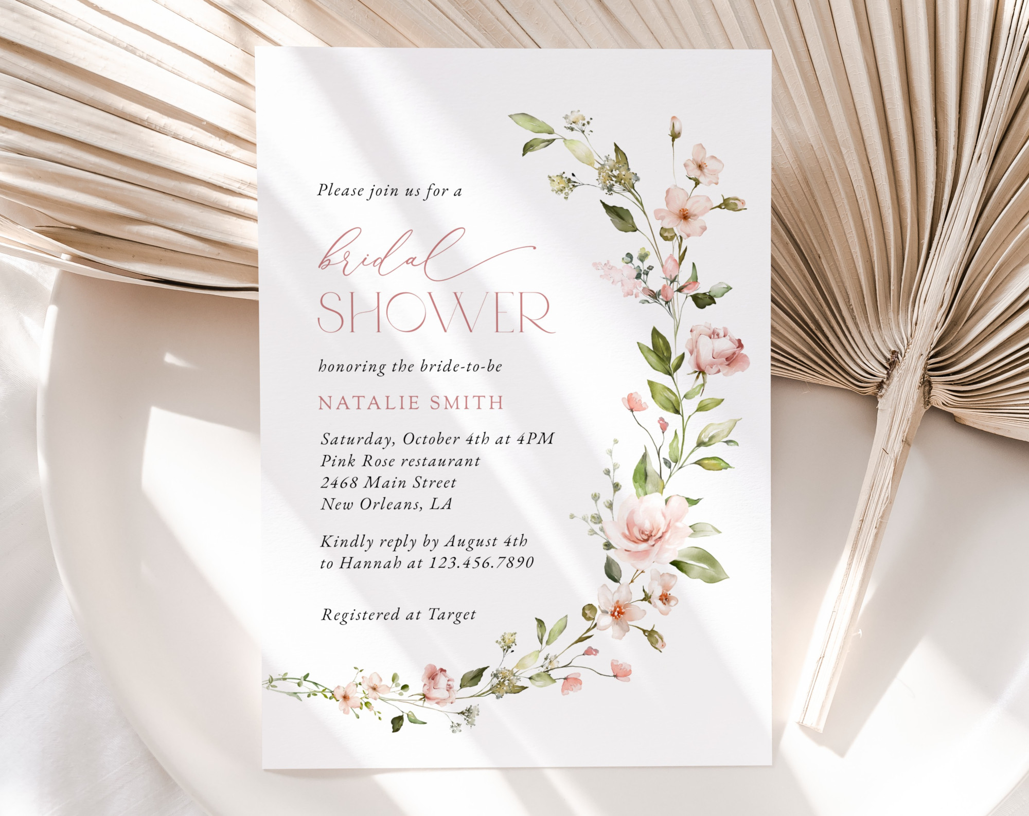 Pink Flowers Bridal Shower Invitation, Bridal Stationery, Printable File, Edit Yourself, SH43 Pink Flowers Bridal Shower Invitation, Bridal Stationery, Printable File, Edit Yourself, SH43