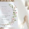 Pink Flowers Bridal Shower Invitation, Bridal Stationery, Printable File, Edit Yourself, SH43