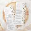 Pink Flowers Menu, Bridal Shower Stationery, Printable File, Edit Yourself, SH43