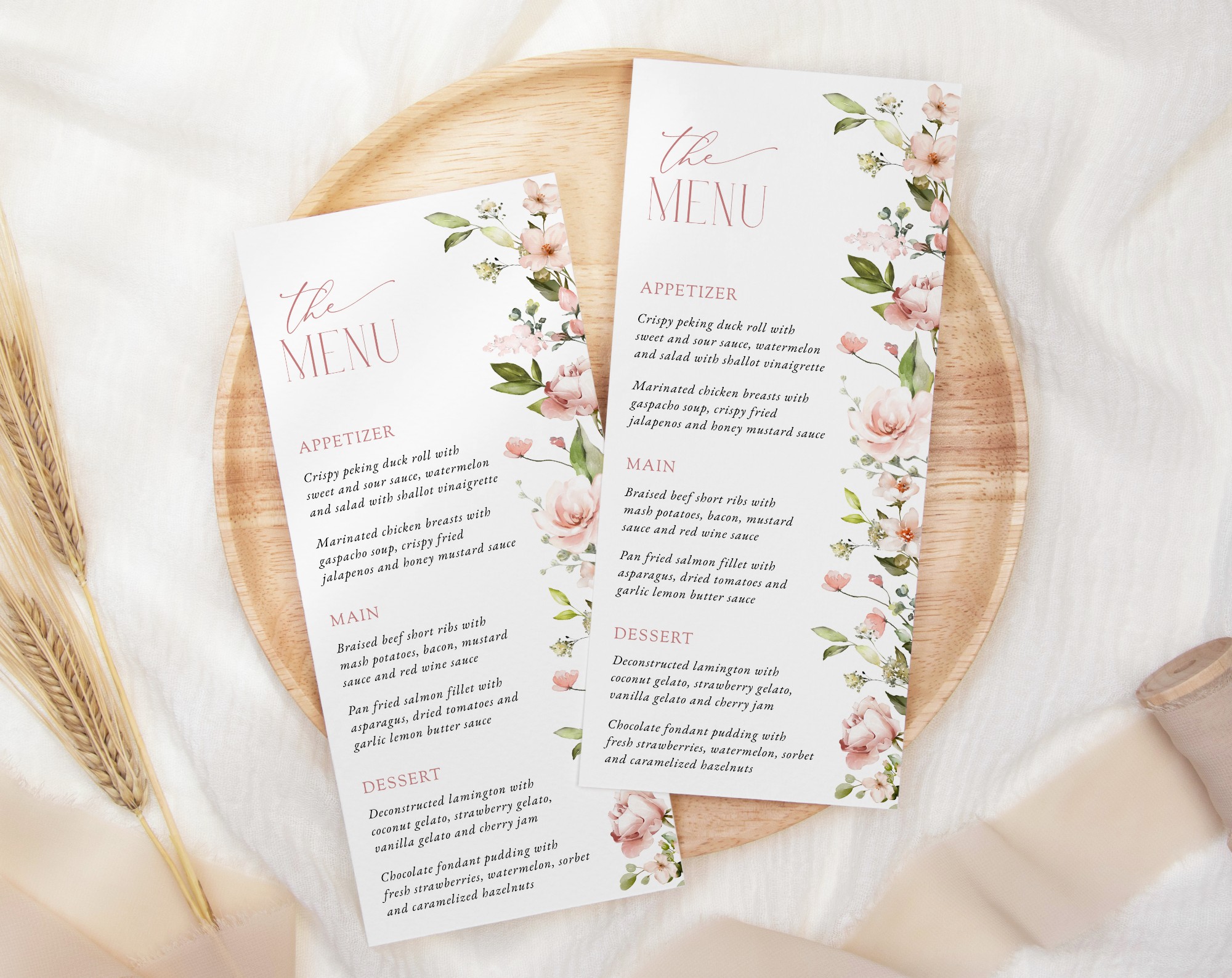 Pink Flowers Menu, Bridal Shower Stationery, Printable File, Edit Yourself, SH43 Pink Flowers Menu, Bridal Shower Stationery, Printable File, Edit Yourself, SH43