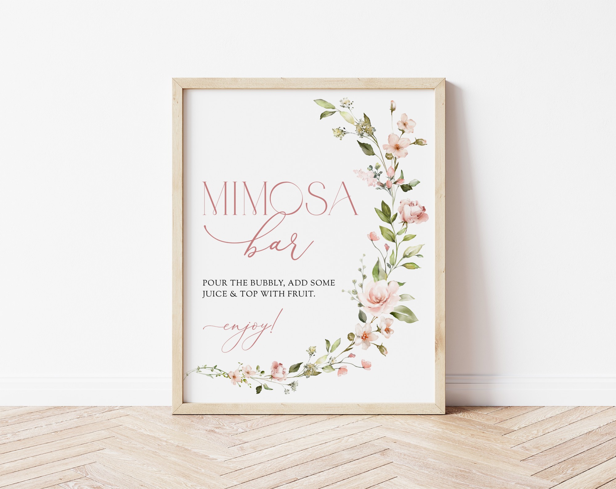 Pink Flowers Mimosa Bar Sign, Bridal Shower Sign, Printable File, Edit Yourself, SH43 Pink Flowers Mimosa Bar Sign, Bridal Shower Sign, Printable File, Edit Yourself, SH43