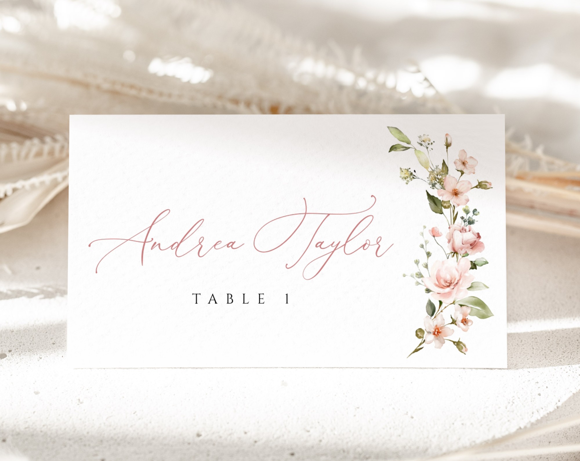 Pink Flowers Place Card, Bridal Shower Stationery, Printable File, Edit Yourself, SH43 Pink Flowers Place Card, Bridal Shower Stationery, Printable File, Edit Yourself, SH43