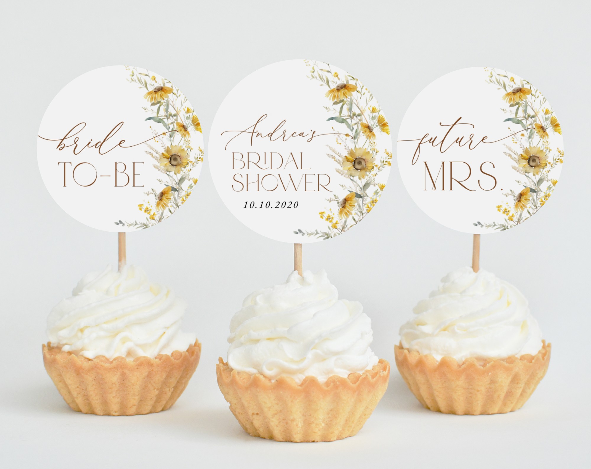 Sunflowers Cupcake Toppers, Bridal Shower Decoration, Printable File, Edit Yourself, SH44 Sunflowers Cupcake Toppers, Bridal Shower Decoration, Printable File, Edit Yourself, SH44
