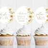 Sunflowers Cupcake Toppers, Bridal Shower Decoration, Printable File, Edit Yourself, SH44