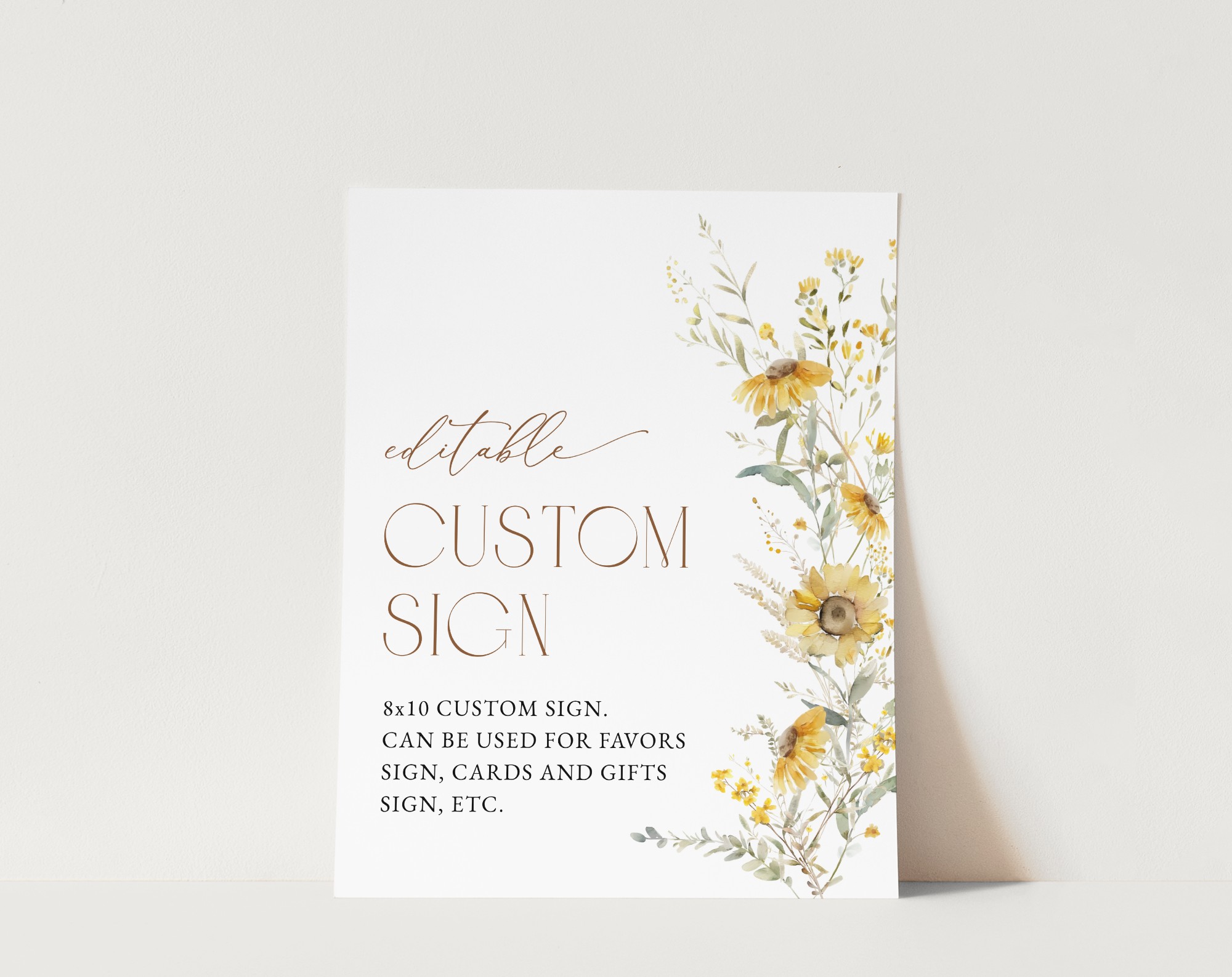 Sunflowers Custom Sign, Bridal Shower Sign, Printable File, Edit Yourself, SH44