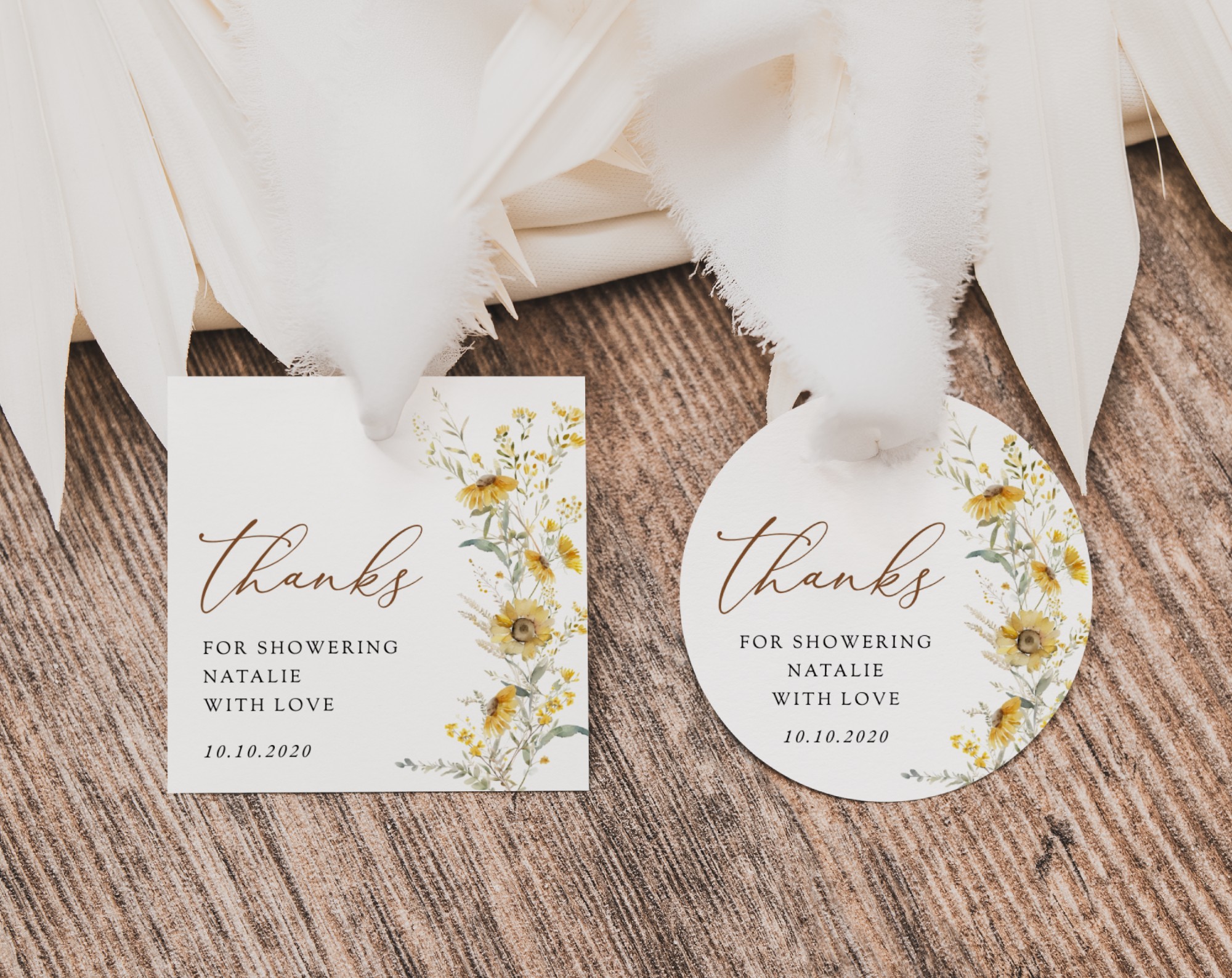 Sunflowers Favor Tags, Gift Tags, Party Tags, Bridal Shower, Printable File, Edit Yourself, SH44