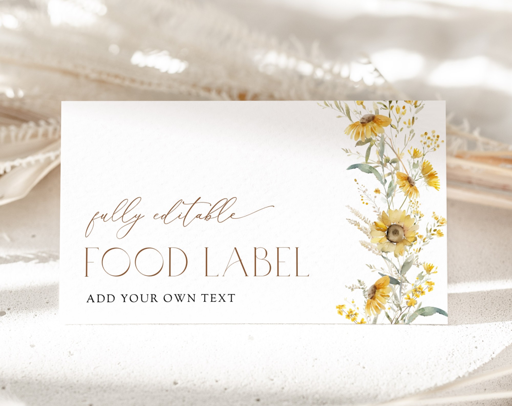 Sunflowers Food Label, Bridal Shower Decoration, Printable File, Edit Yourself, SH44 Sunflowers Food Label, Bridal Shower Decoration, Printable File, Edit Yourself, SH44