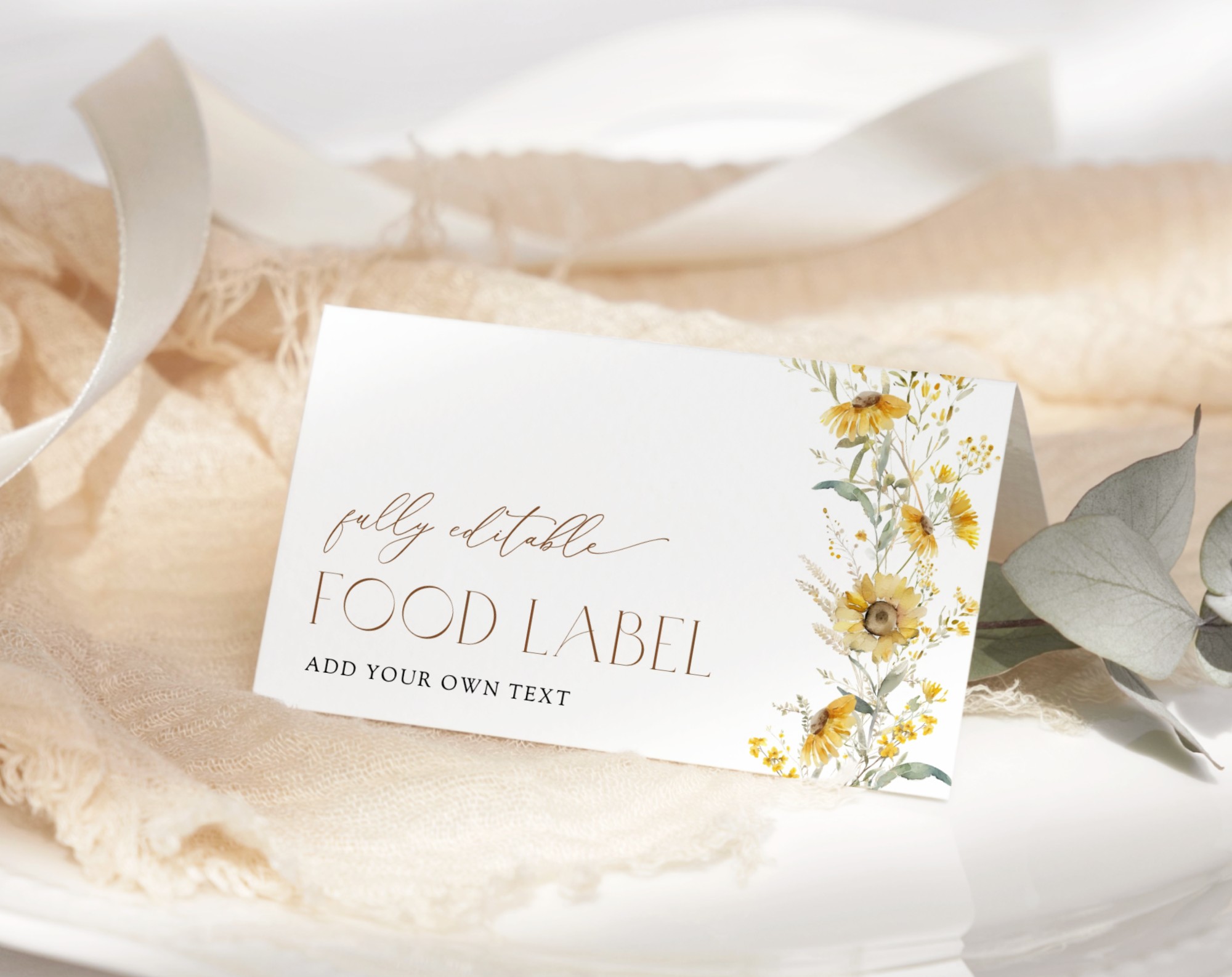 Sunflowers Food Label, Bridal Shower Decoration, Printable File, Edit Yourself, SH44 Sunflowers Food Label, Bridal Shower Decoration, Printable File, Edit Yourself, SH44
