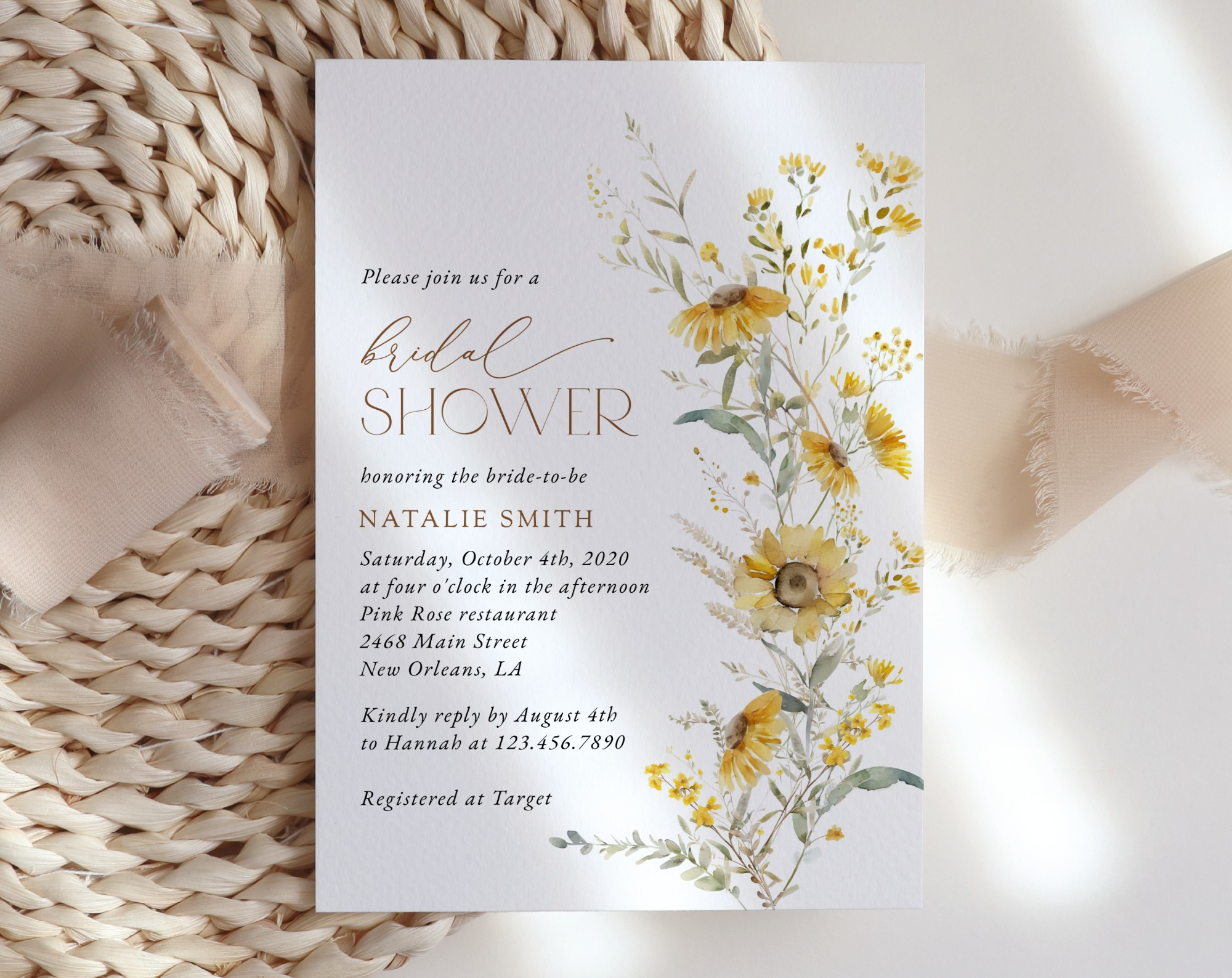 Sunflowers Bridal Shower Invitation, Bridal Stationery, Printable File, Edit Yourself, SH44