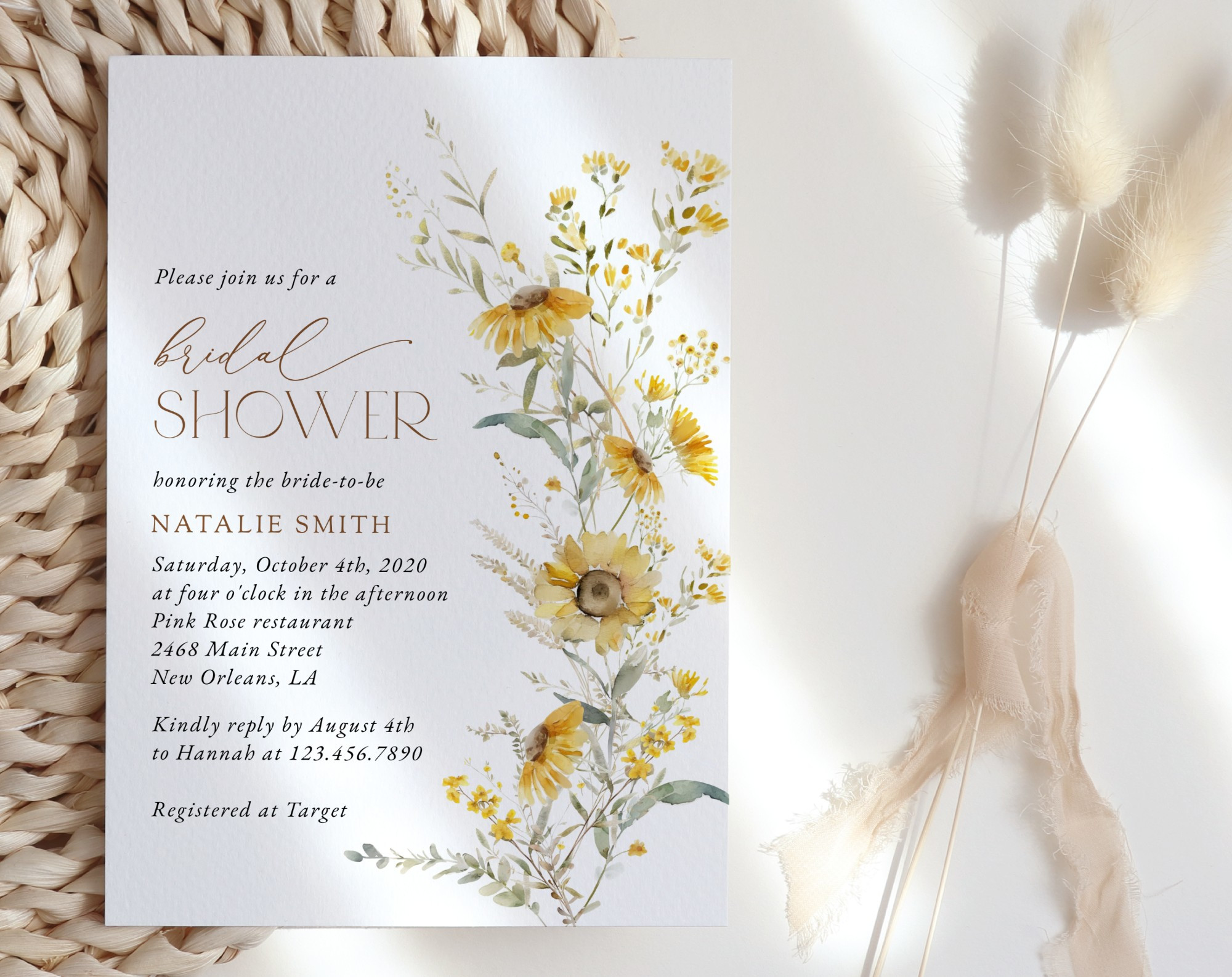 Sunflowers Bridal Shower Invitation, Bridal Stationery, Printable File, Edit Yourself, SH44